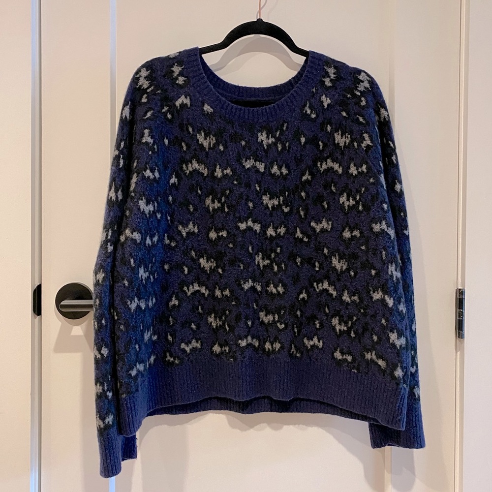 Athleta Hawthorn Textured Crew Sweater - Sahara Navy - Wool Blend